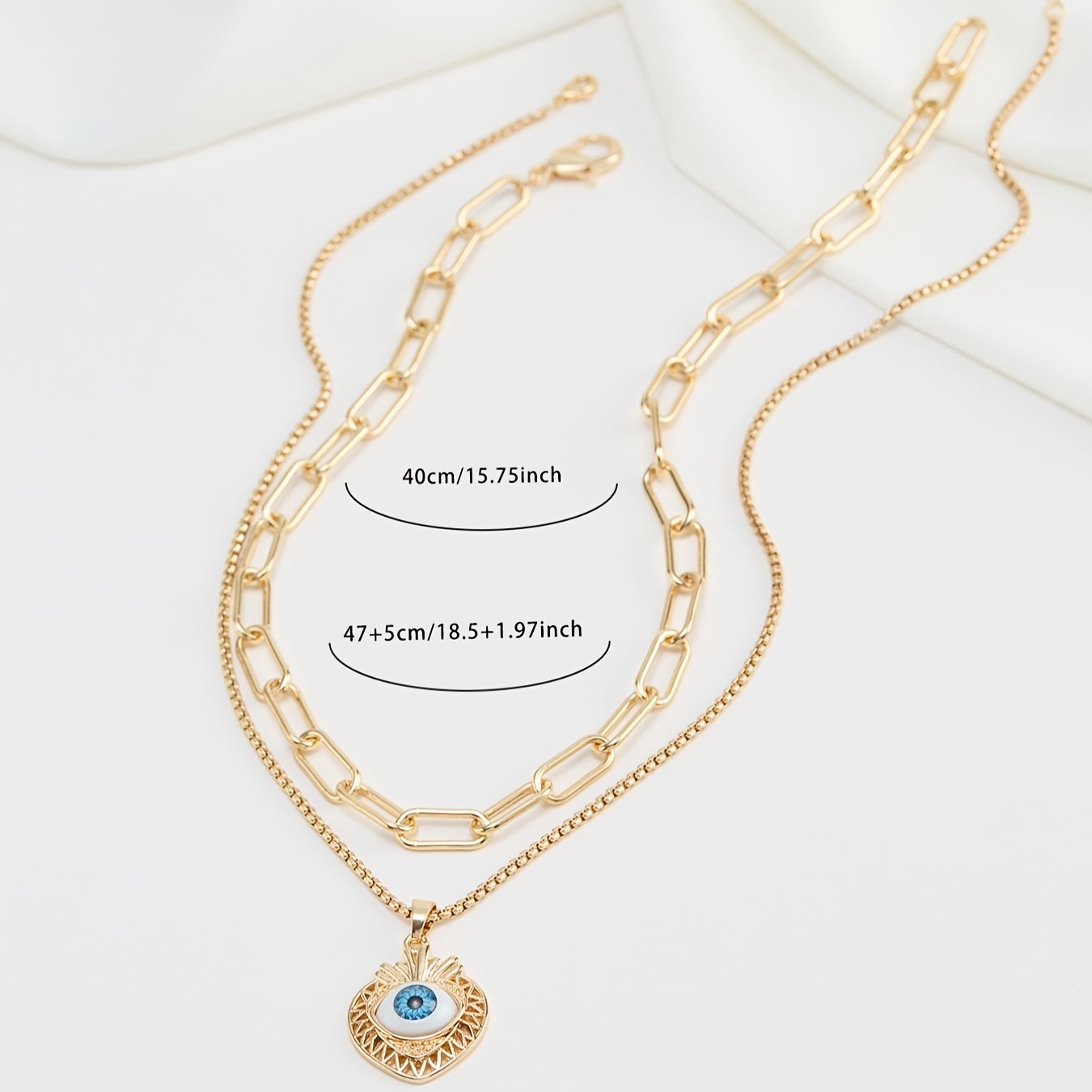 Women's Blue Devil's Eye Stackable Necklace, Light Luxury Style